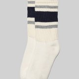 Retro Stripe Crew Socks - Navy / Grey Heather