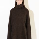 Ribbed Turtleneck - Brown