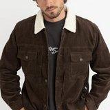 Flannel Lined Cord Trucker Jacket - Chocolate