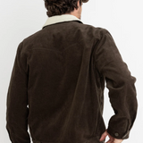 Flannel Lined Cord Trucker Jacket - Chocolate