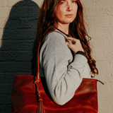 Leather Tote Bag - Brandy