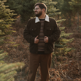 Flannel Lined Cord Trucker Jacket - Chocolate