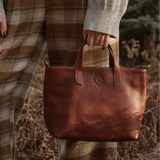 Leather Mini Tote Bag - Brandy
