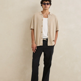 Textured Knit Tee Shirt - Stone