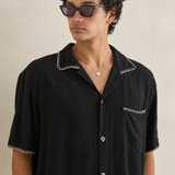 Relaxed  Whip Stitch Shirt - Black