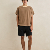 Contrast Vintage Terry Tee Shirt - Latte