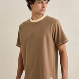 Contrast Vintage Terry Tee Shirt - Latte