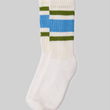 Retro Stripe Crew Socks - Blue / Chive