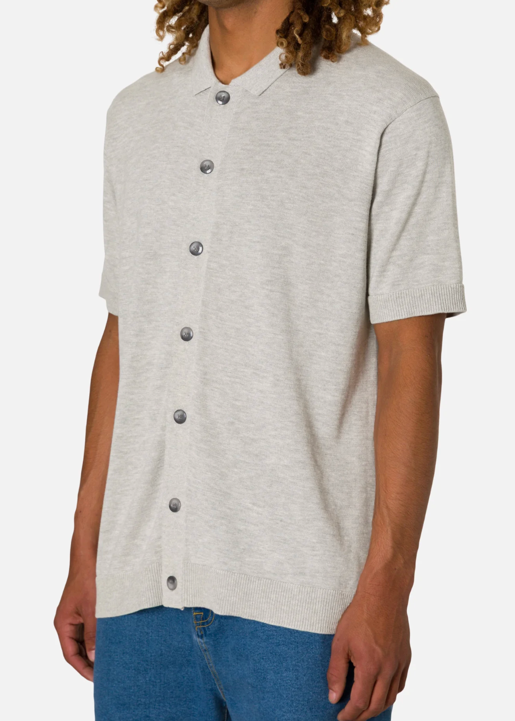 Blake Knit Button Up - Neutral Gray
