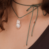 Rope Pearl Necklace - Sage Green