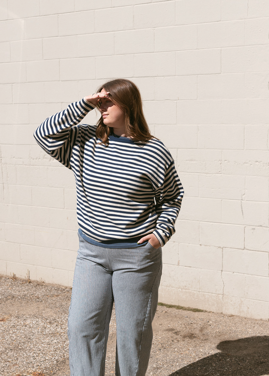 Vintage Crewneck - Navy Stripe