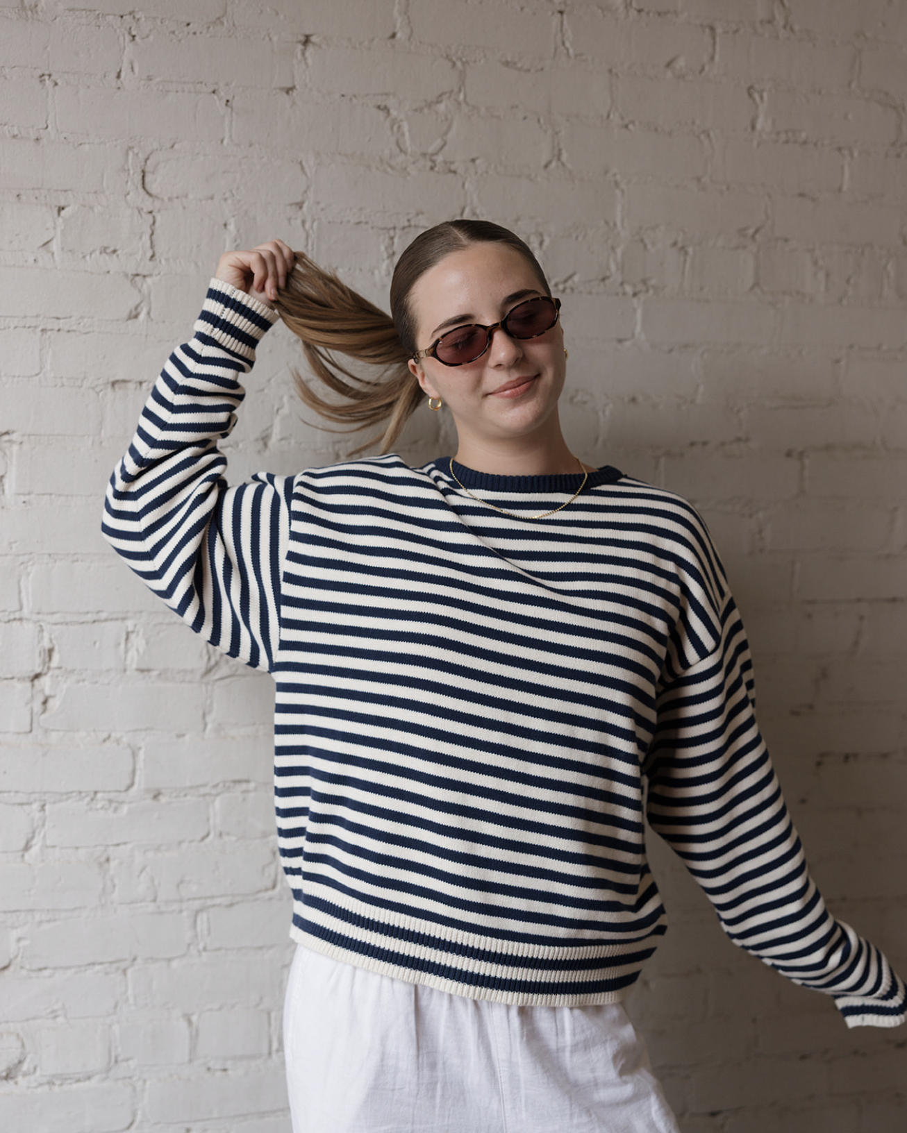 Vintage Crewneck - Navy Stripe