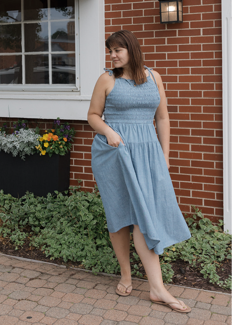 Monaco Cotton Sundress - Breezy Blues