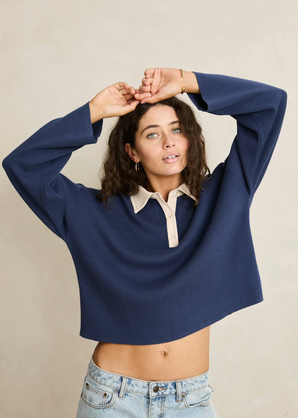 Rugby Polo Knit Sweater - Navy