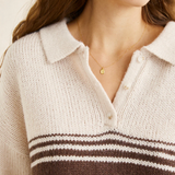 Strata Knit Collared Jumper - Natural