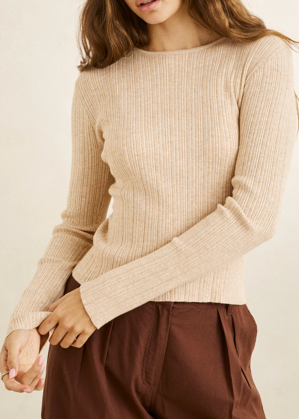 Essential LS Knit Top - Oat