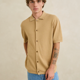 Textured Knit SS Shirt - Sand