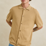 Textured Knit SS Shirt - Sand