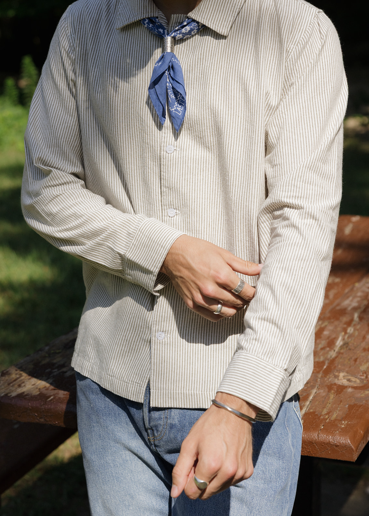 Bank Stripe Shirt - Olive