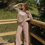 Relaxed Wide Leg Jeans - Brown Stripe