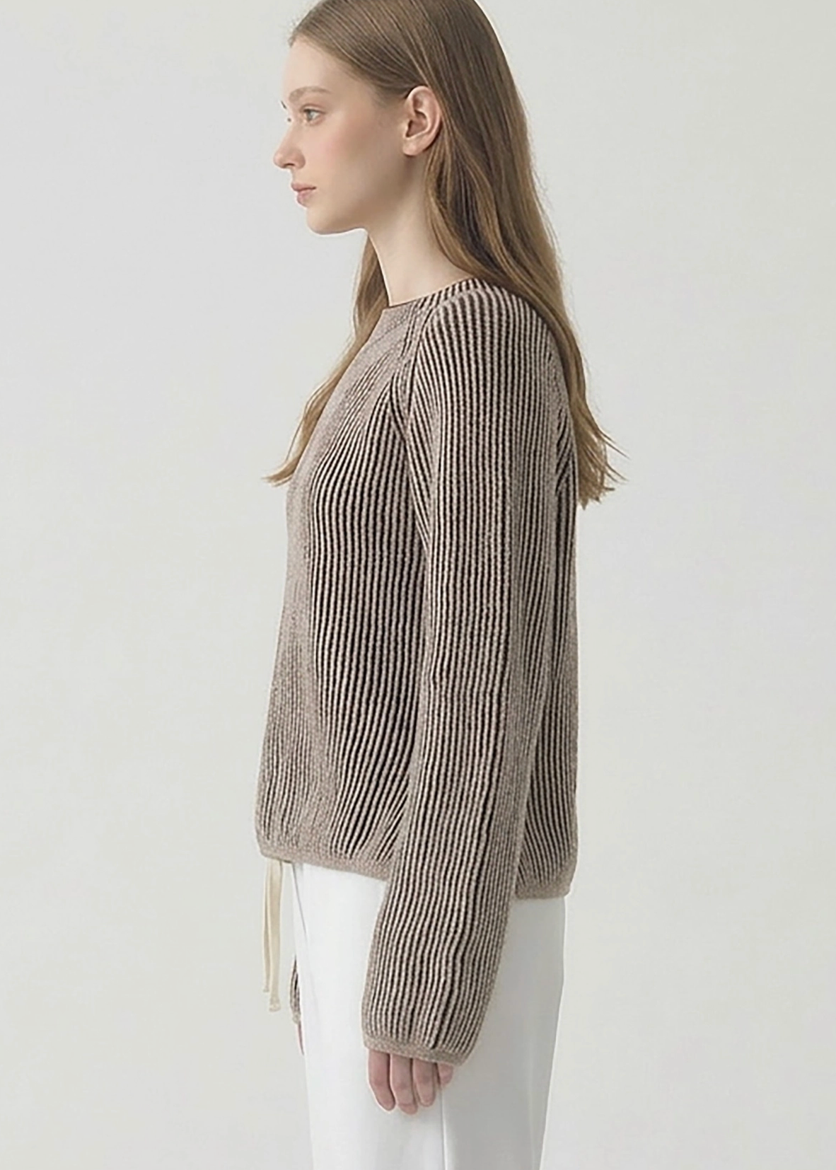 Vertical Stripe Sweater - Brown
