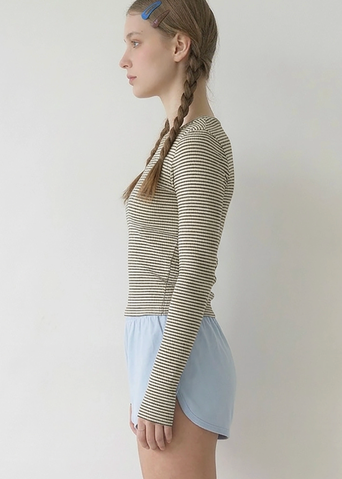 LS Stripe Tee - Oatmeal / Black