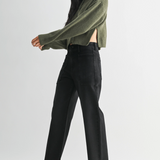 High Rise Utility Wide Leg Jeans - Washed Black