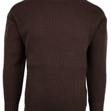 Cable Knit Crew Neck Sweater - Brown