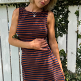 Cindy Dress - Tobacco Stripe
