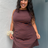 Cindy Dress - Tobacco Stripe