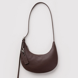 Small Recycled Leather Flat Crescent - Brown