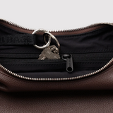 Small Recycled Leather Flat Crescent - Brown