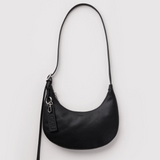 Small Recycled Leather Flat Crescent - Black