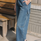 Barrel Leg Patch Pants - Blue