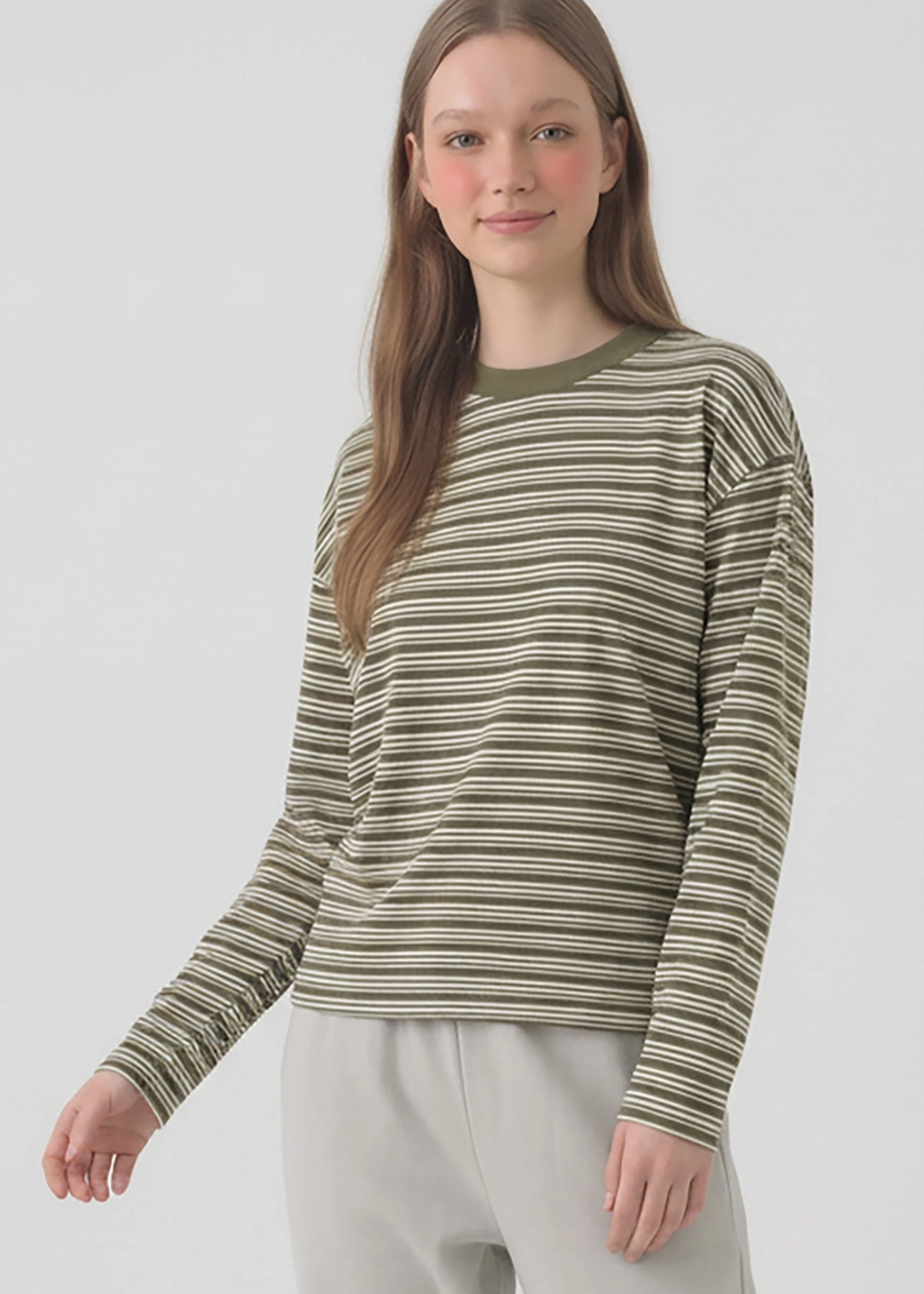 Relaxed Stripe Tee Shirt - Olive