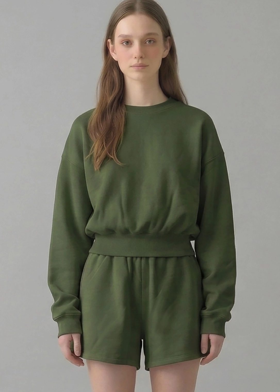Pre Shrunk Terry Sweatshirt - Olive Green