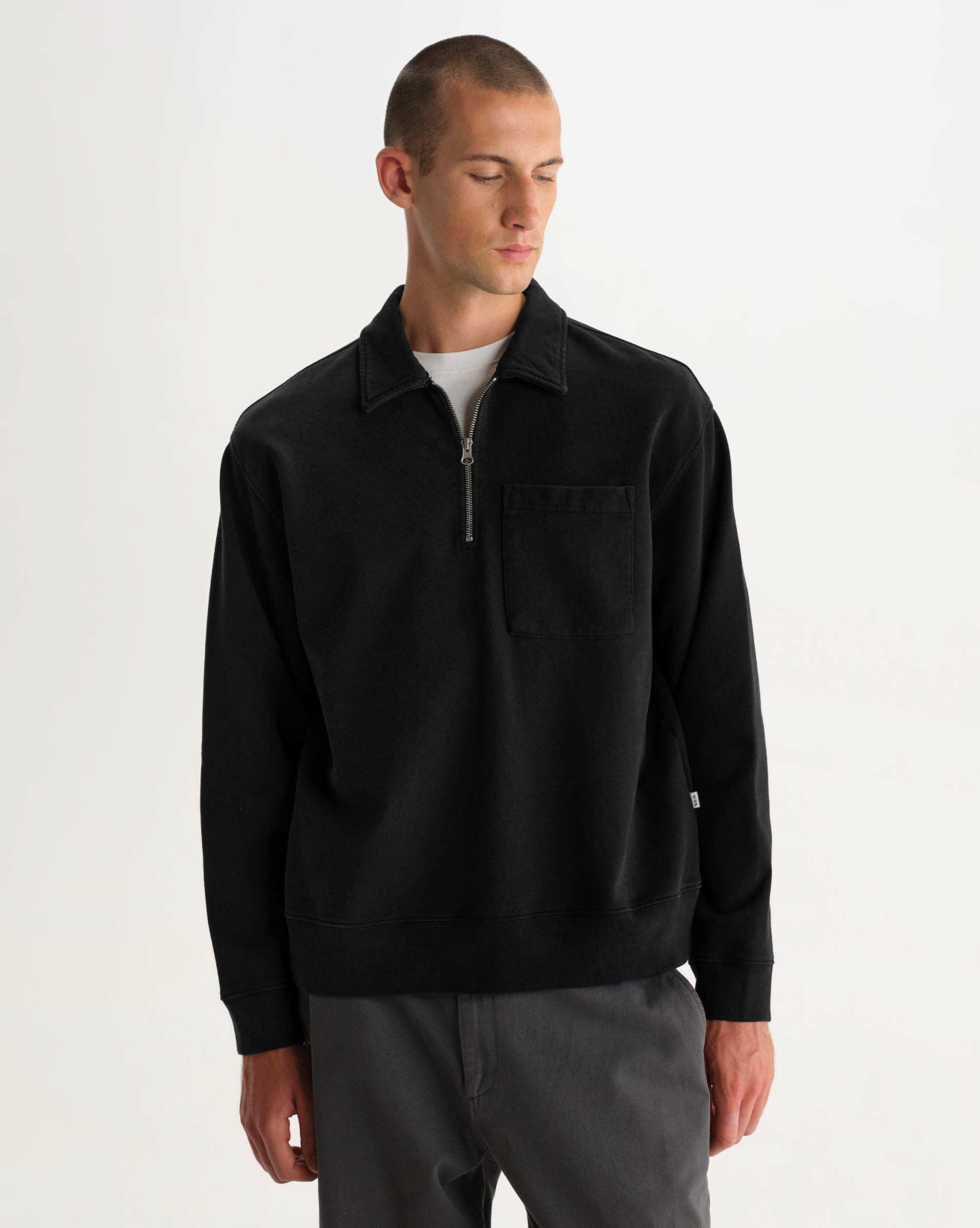 Reeve Quarter Zip Sweatshirt - Washed Black