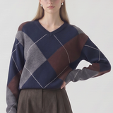 Argyle Sweater - Navy / Brown