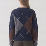 Argyle Sweater - Navy / Brown