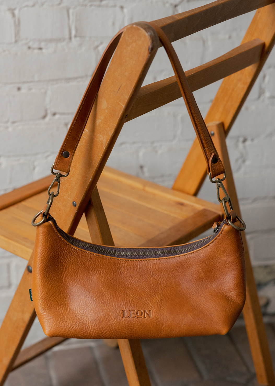 Leather Crescent Bag - Honey