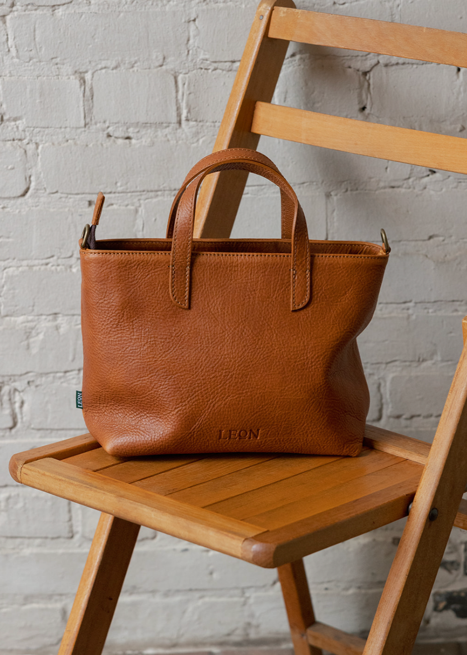 Leather Mini Tote Bag - Honey