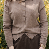 Mock Neck Cardigan - Dark Beige