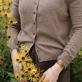 Mock Neck Cardigan - Dark Beige