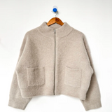 Alpaca Zip Front Jacket - Smoke
