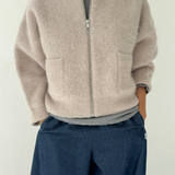 Alpaca Zip Front Jacket - Smoke
