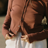Organic Rib Cardigan - Mocha