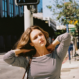 Low Back Stripe Top - Cream Stripe