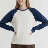 Retro Raglan Long Sleeve - Ivory / Navy