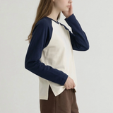 Retro Raglan Long Sleeve - Ivory / Navy