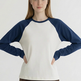 Retro Raglan Long Sleeve - Ivory / Navy